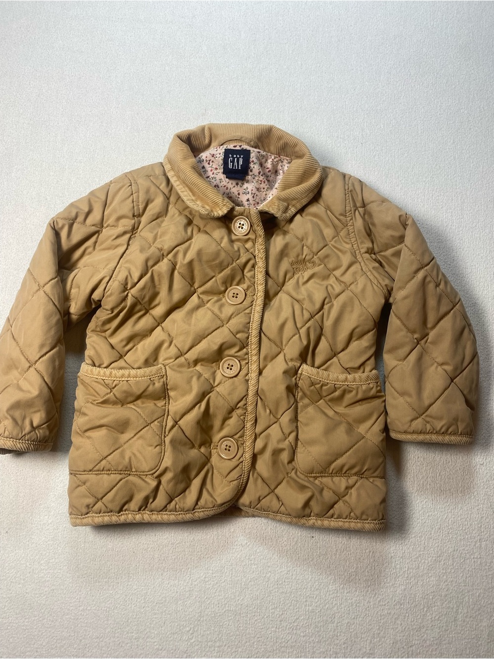 Baby GAP Quilted Tan Kids Barn Jacket with Corduroy Collar. See description.